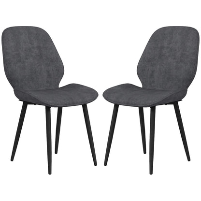 HOMCOM Velvet Dining Chairs, Set of 2 Dining Room Chairs with Metal Legs for Living Room, Dining Room, Grey