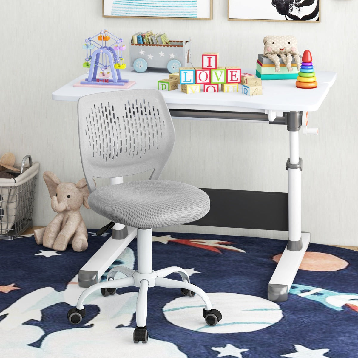 Ergonomic Children Study Chair with Adjustable Height-Grey