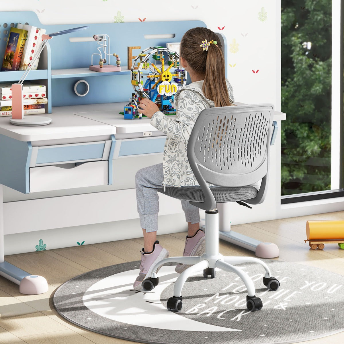 Ergonomic Children Study Chair with Adjustable Height-Grey