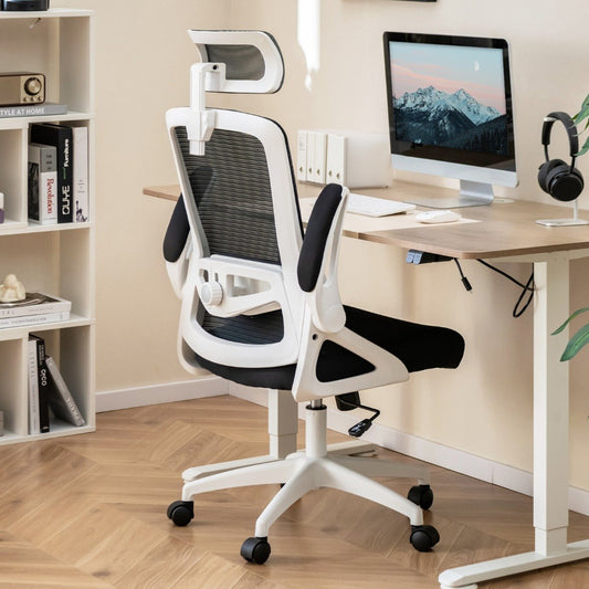 Ergonomiczny fotel biurowy z regulowanym podparciem lędźwiowym - biały