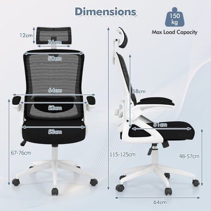 Ergonomiczny fotel biurowy z regulowanym podparciem lędźwiowym - biały