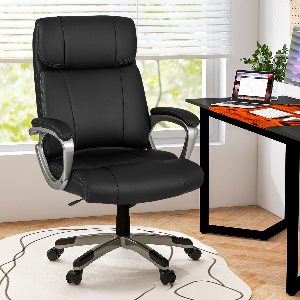 Ergonomic Office Chair with Flip-up Armrests and Rocking Function-Black