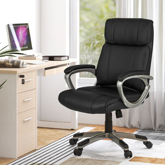 Ergonomic Office Chair with Flip-up Armrests and Rocking Function-Black