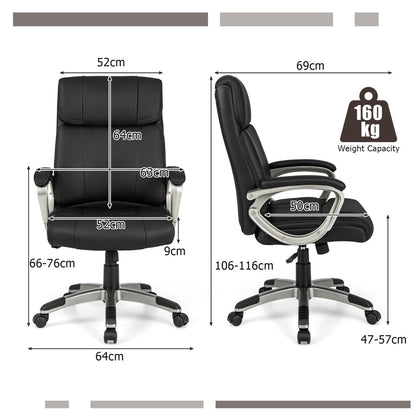 Ergonomic Office Chair with Flip-up Armrests and Rocking Function-Black