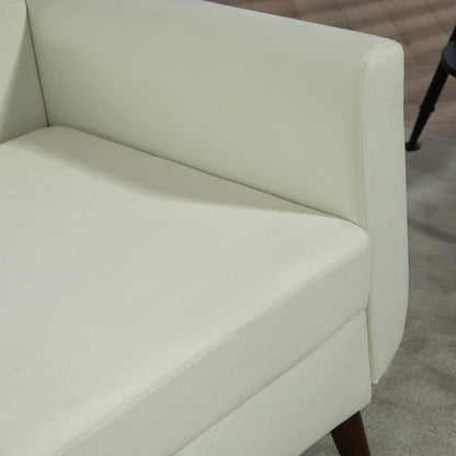 HOMCOM 2 Seater Sofa, Modern Tufted Fabric Couch, Upholstered Loveseat with Wood Legs for Small Space, Living Room, Bedroom, Office, Cream White