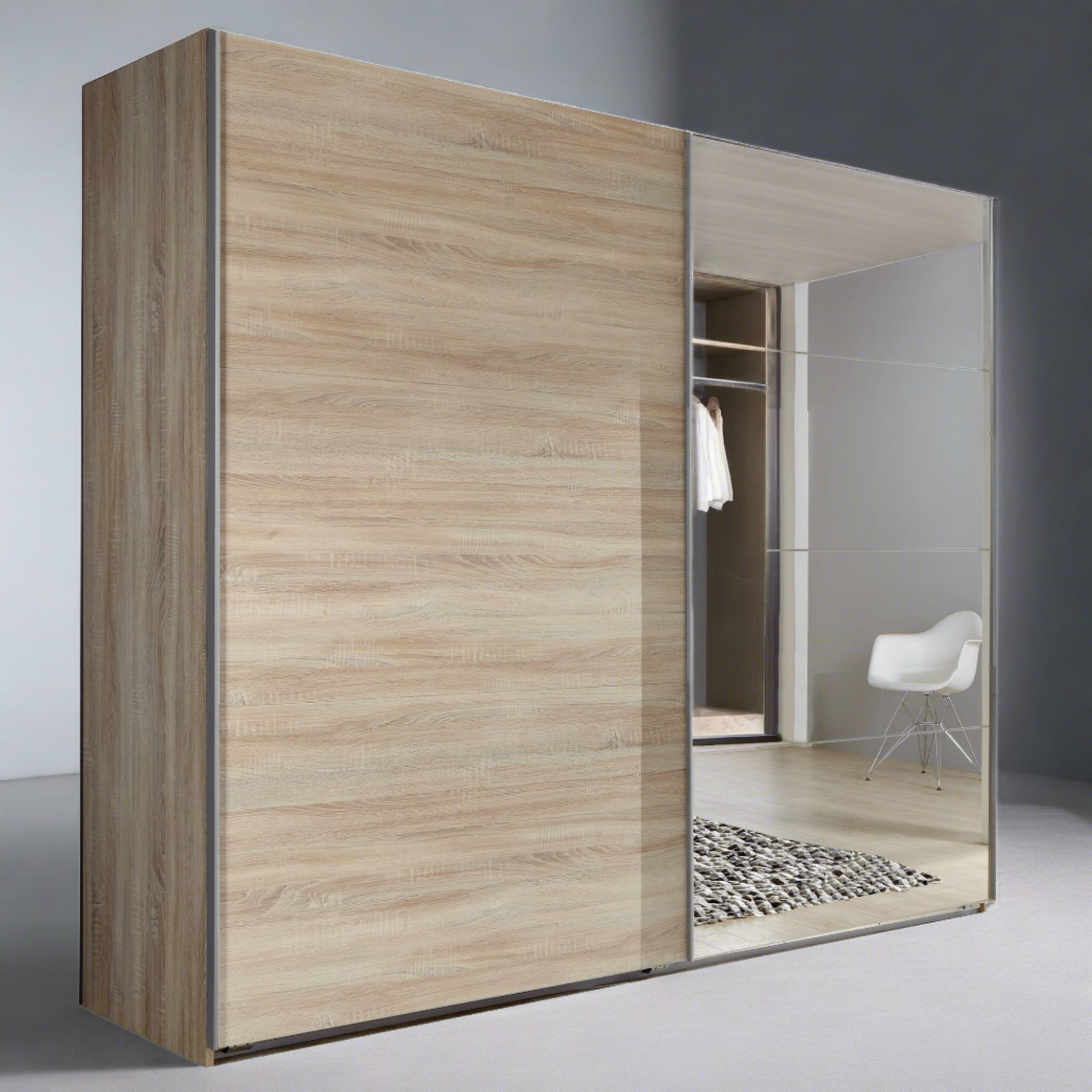 Erasmus 2 Door Mirrored Sliding Wardrobe - Oak