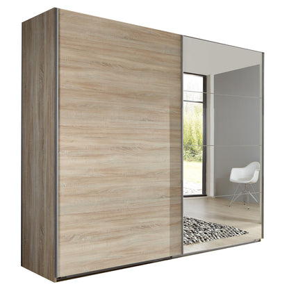 Sliding Wardrobe AMBER 2 Door Mirrored Wardrobe Oak 225cm