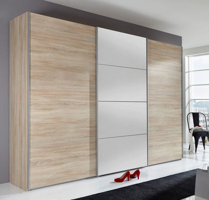 Erasmus 2 Door Mirrored Sliding Wardrobe - Hickory Oak