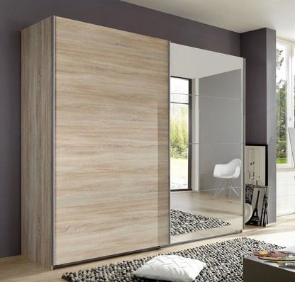 Erasmus 2 Door Mirrored Sliding Wardrobe - Oak