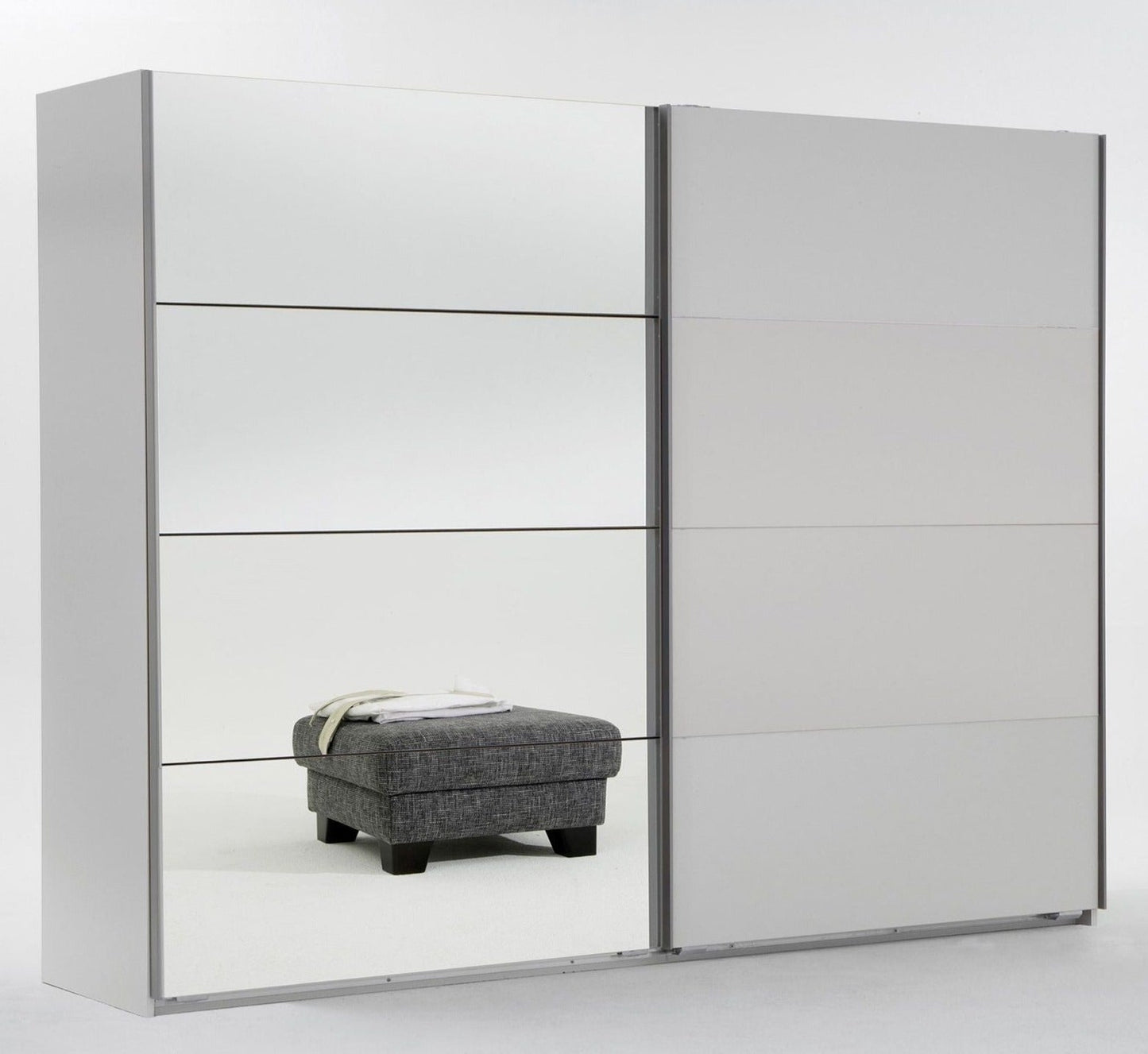 Sliding Wardrobe ERASMUS 2 Door Mirrored Wardrobe White 225cm