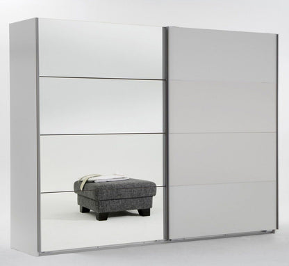 Sliding Wardrobe ERASMUS 2 Door Mirrored Wardrobe White 225cm