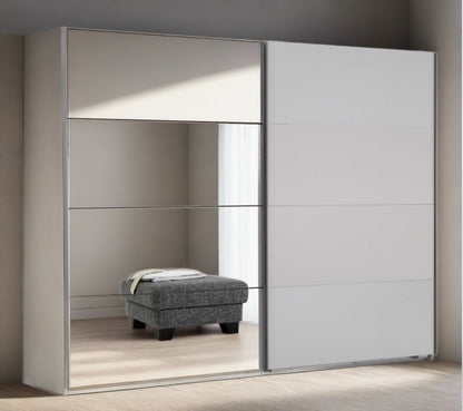 Sliding Wardrobe ERASMUS 2 Door Mirrored Wardrobe White 225cm