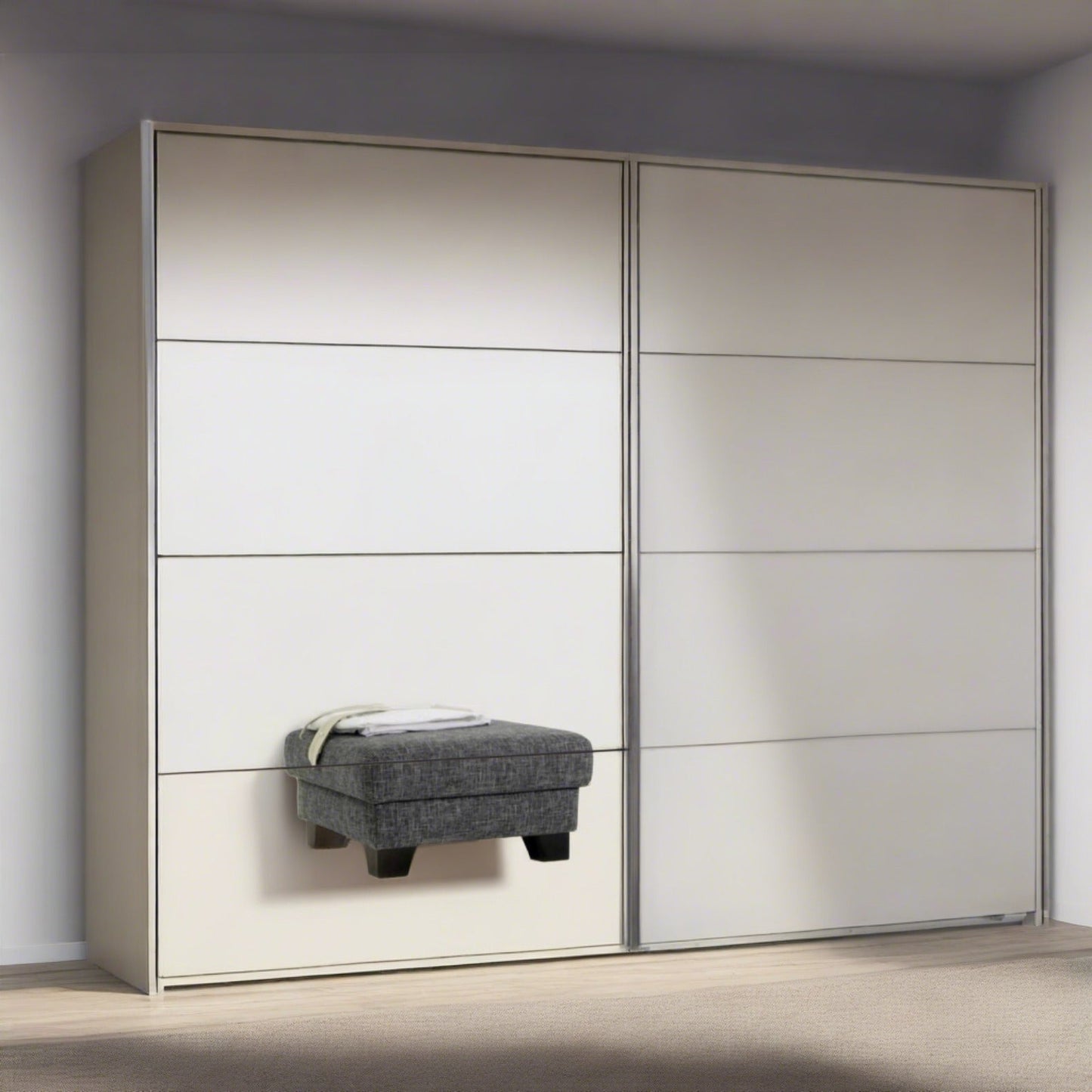 Sliding Wardrobe ERASMUS 2 Door Mirrored Wardrobe White 225cm