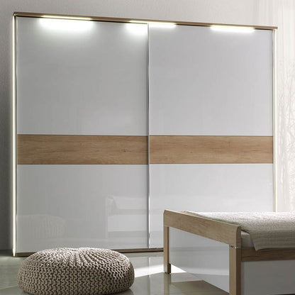 Marcelo Oak & White Gloss 2-Door Sliding Wardrobe - 4 Sizes