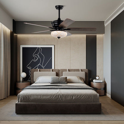 Ceiling Fan with Light and Remote Control for Bedroom Living Room-Black