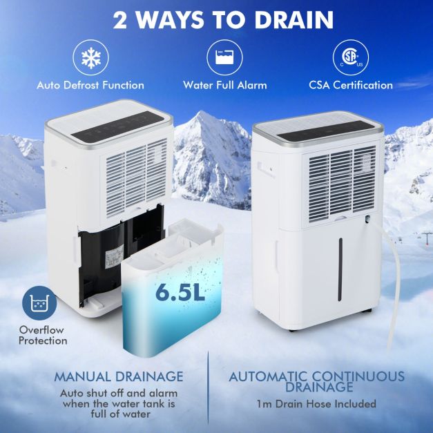20L Per Day Dehumidifier with 6.5L Water Tank and 24H Timer for Home Basement-20L