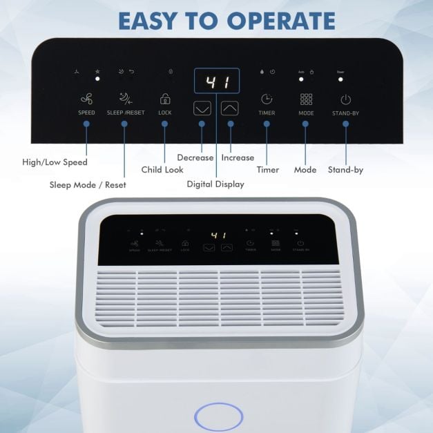 20L Per Day Dehumidifier with 6.5L Water Tank and 24H Timer for Home Basement-20L
