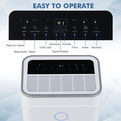 20L Per Day Dehumidifier with 6.5L Water Tank and 24H Timer for Home Basement-20L