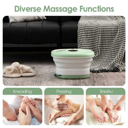Foot Spa Bath Massager with Heat Bubbles and Remote Control-Green