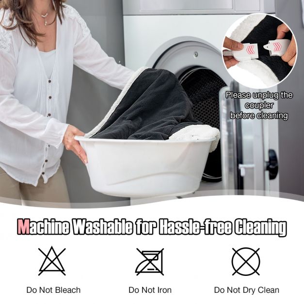 154 x 130 CM Reversible Electric Heated Blanket with 10 Heat Settings-Dark Grey