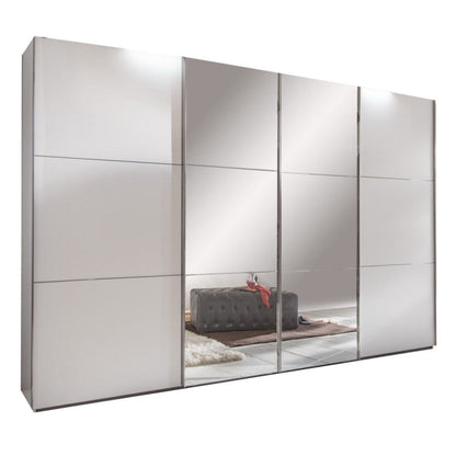 Sliding Wardrobe LANDSCAPE 4 Door Mirrored Wardrobe White 300cm