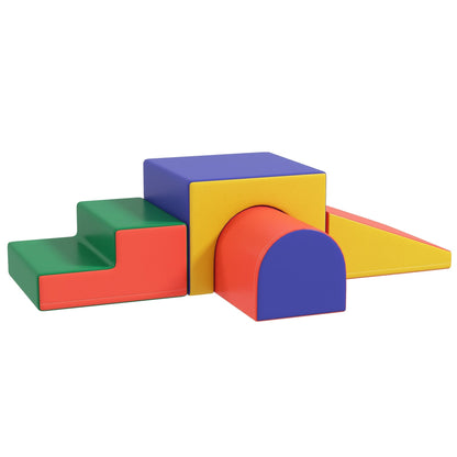 HOMCOM 4-Piece Soft Play Set for Toddlers 1-3 Years, Red
