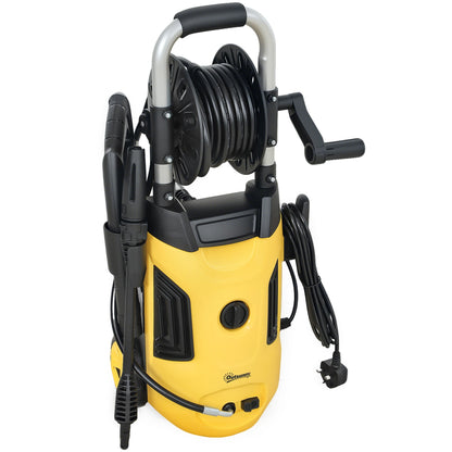 Outsunny 1800W High√Ç Pressure√Ç Washer, 150 Bar Pressure, 420 L/h Flow, Portable Power Washer Jet Wash Cleaner with Adjustable Nozzle, 6M Hose, Hose Reel, Steel Handle for Home Patio Car Driveway, Yellow