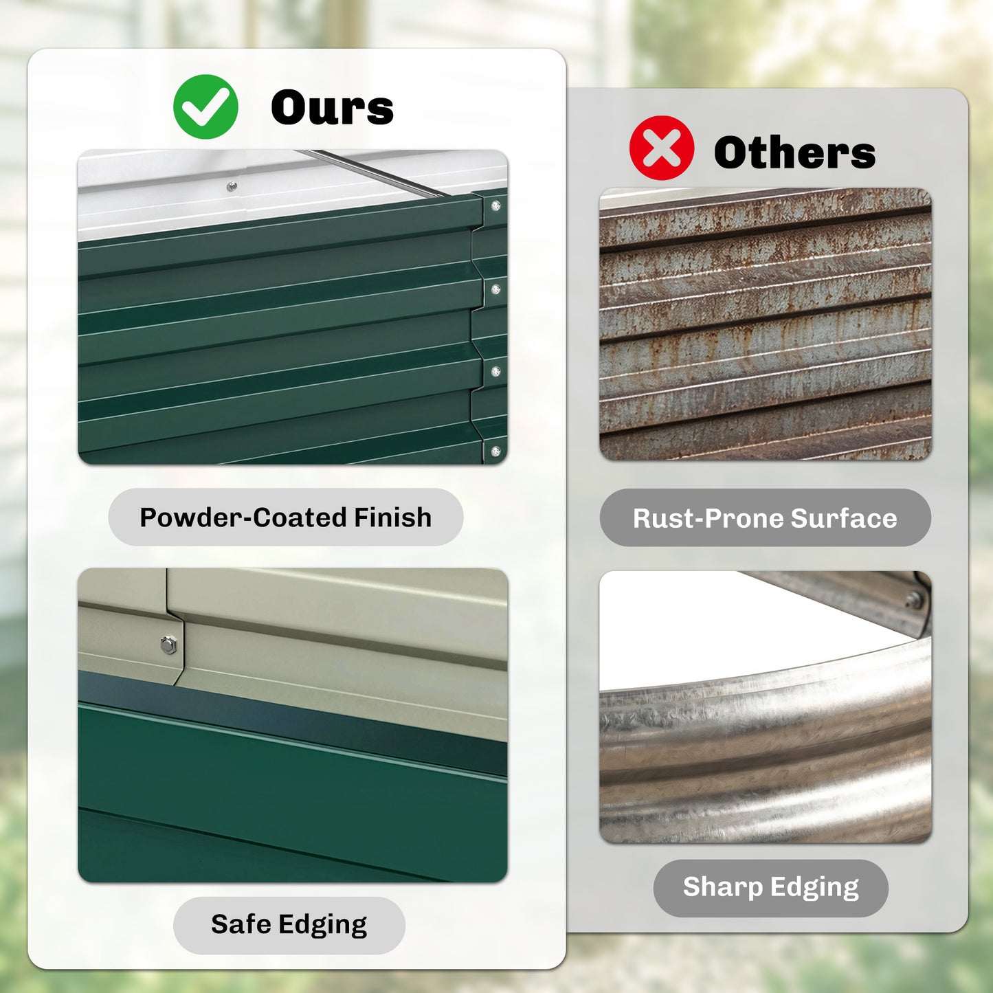 Outsunny Set of 2 Raised Beds for Garden, Galvanised Outdoor Planters for Herbs Vegetables, Use for Patio Balcony, Green