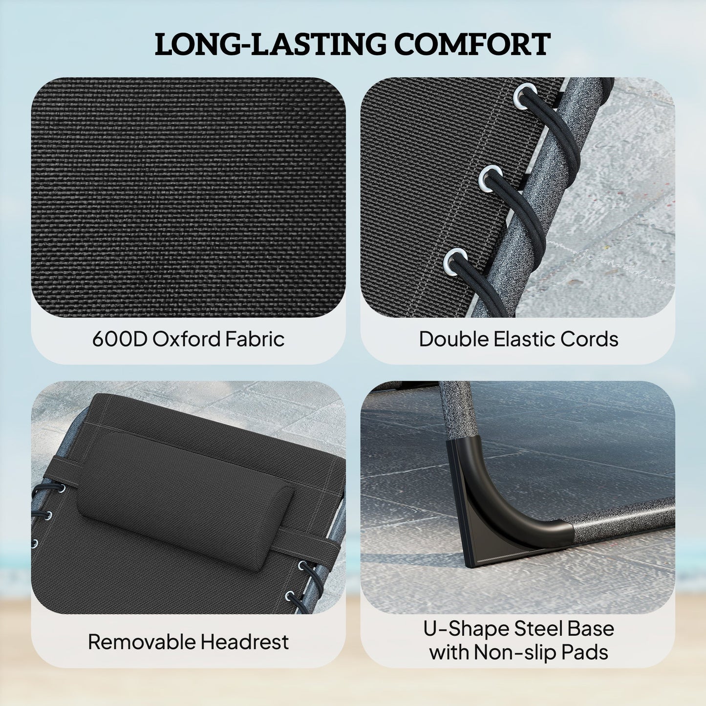 Outsunny Five-Position Reclining Sun Loungers Set of 2 - Black