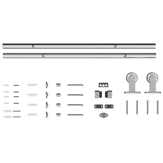 HOMCOM Sliding Door Hardware Kit Heavy Duty 304 Stainless Steel 152 cm Wide Door Silver Tone