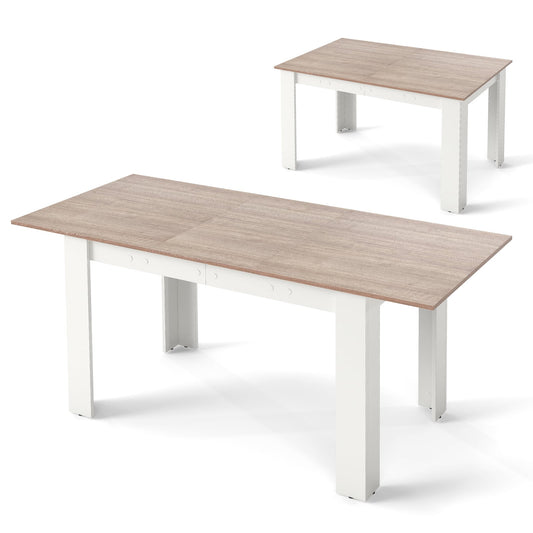 Extendable Dining Table with Adjustable Tabletop in White