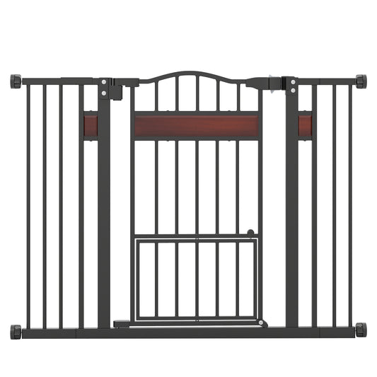 Extra Wide Walk Through Pet Gate for 74-104 cm Openings-Black