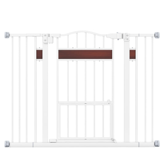 Extra Wide Walk Through Pet Gate for 74-104 cm Openings-White