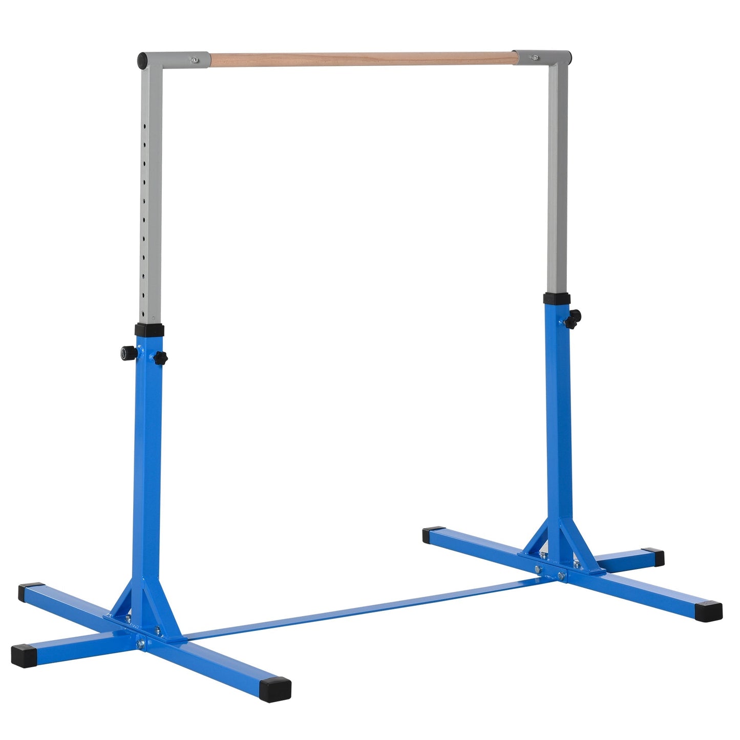 Height Adjustable Gymnastics Horizontal Bar For Kids Home Gym Training Children Junior Kip High Bar Fitness Blue w/ Steel Frame Wood