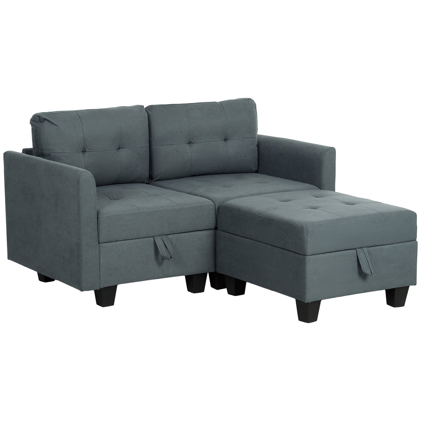 Sofa modułowa HOMCOM w kształcie litery L ze schowkiem - ciemnoszara