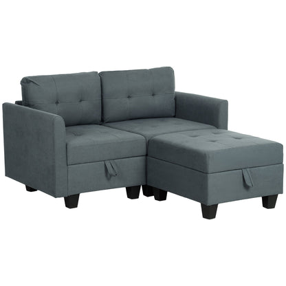 Sofa modułowa HOMCOM w kształcie litery L ze schowkiem - ciemnoszara