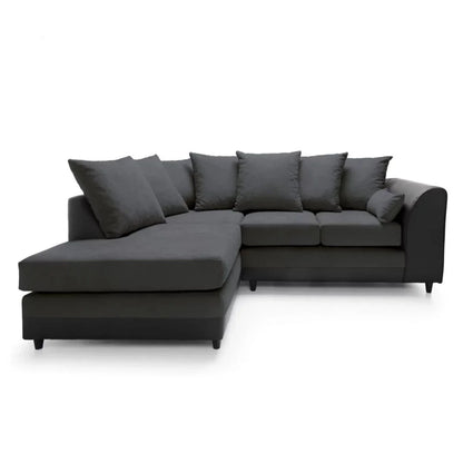 Linacre Corner Sofa - Left Arm Black and Charcoal