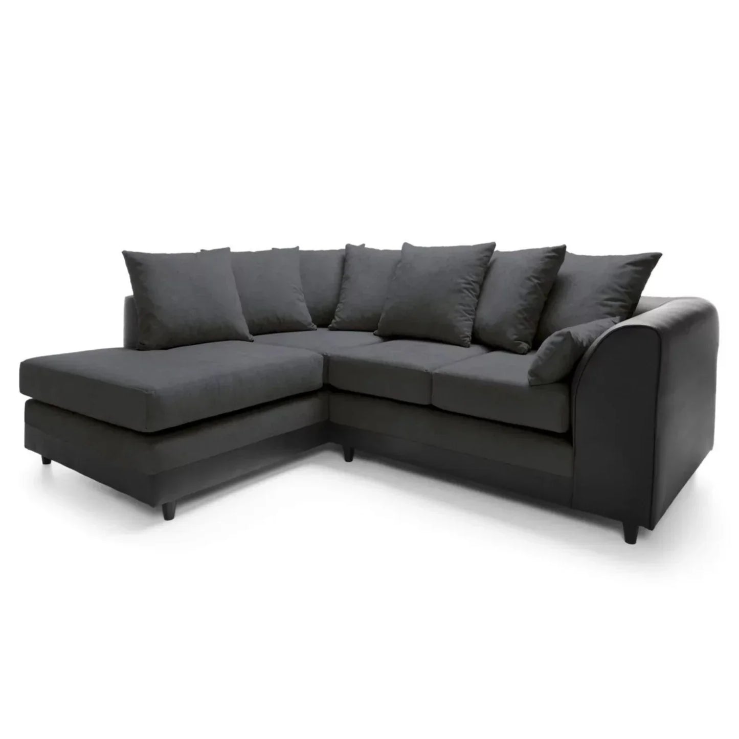 Linacre Corner Sofa - Left Arm Black and Charcoal