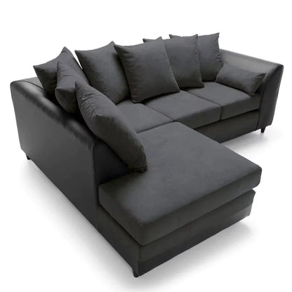 Linacre Corner Sofa - Left Arm Black and Charcoal