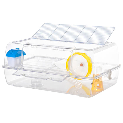 PawHut 2 Storey Hamster Cage Small Pet Animal Cage Double Layers Running Wheel Drinker Feeding Bowl