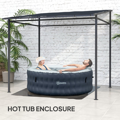 Outsunny 2,4 x 2,4 m Pergola ścienna z powłoką PA i metalową ramą, UPF30+, altana ogrodowa, wiatroodporna zewnętrzna osłona przeciwsłoneczna do ogrodu, tarasu, ciemnoszara