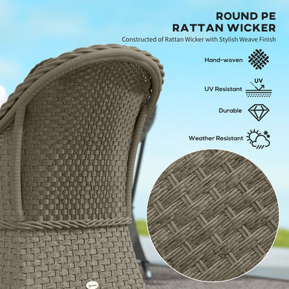 طقم أريكة من الروطان مكون من أربع قطع من Outsunny، مع طاولة ذات سطح زجاجي - رمادي فاتح