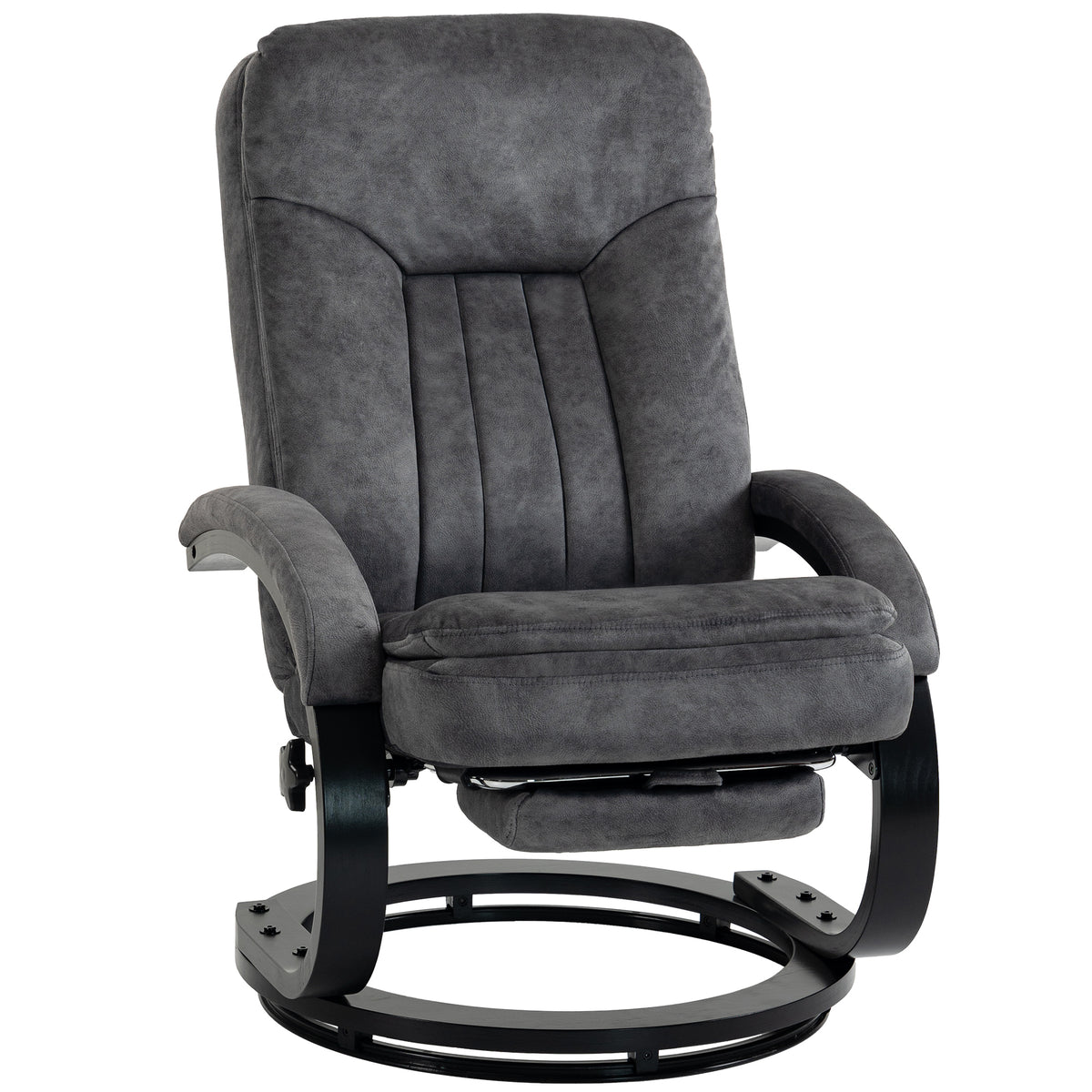 HOMCOM Swivel Recliner Chair, Velvet Recliner Armchair with Retractable Footrest, Dual-Layer Cushion, High Back, Dark Grey