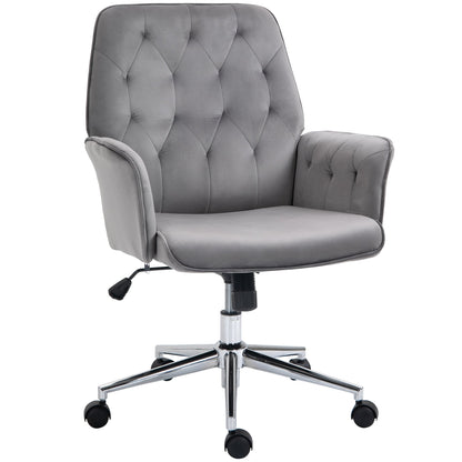 Vinsetto Swivel Computer Chair w/ Arm Modern Style Tufted Home Office Bedroom Deep Grey