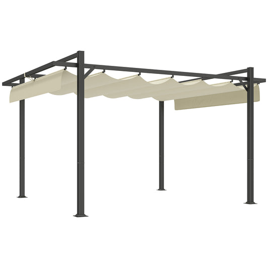 Outsunny 3 x 4m aluminiowa pergola z rozsuwanym dachem - szary/khaki