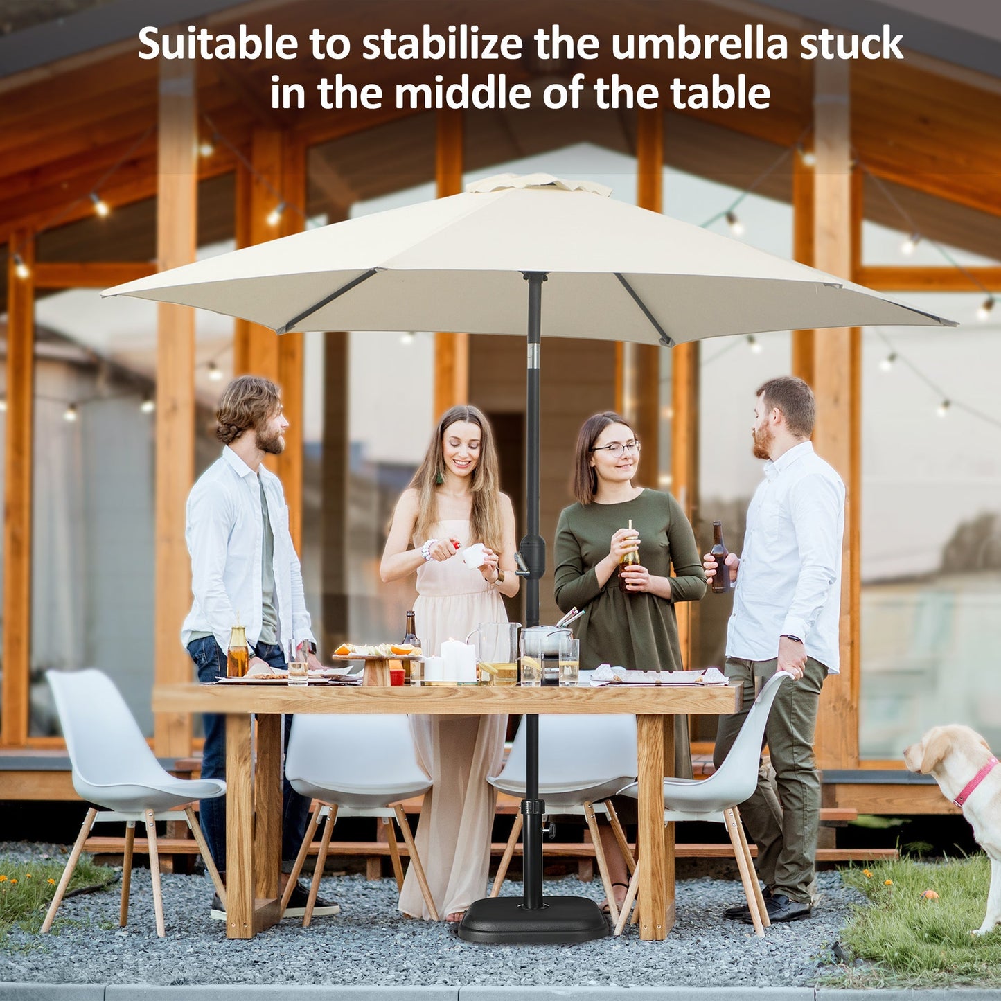 Outsunny 11kg Concrete Garden Parasol Base Holder, Square Outdoor Table Umbrella Stand Weight, Black