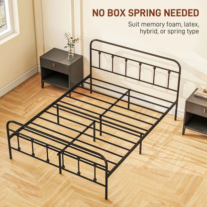 HOMCOM Double Minimalistic Metal Bed Frame - Black