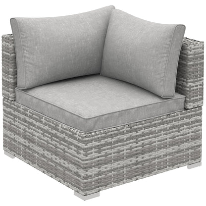Sofa narożna Outsunny Outdoor PE Rattan, sofa ogrodowa z wikliny, pojedynczy fotel z poduszkami, jasnoszary