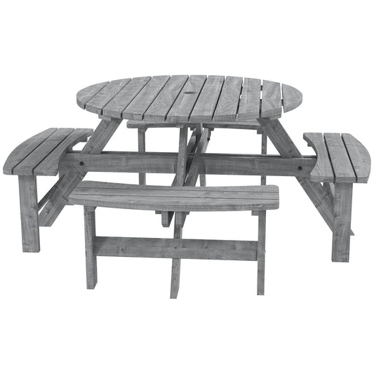 Outsunny 8-Seater Wooden Picnic Set-Fir Wood