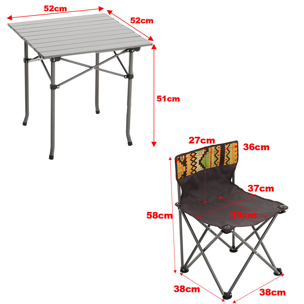 Set of 5 Foldable Camping Table and Chairs with Carrying Bag